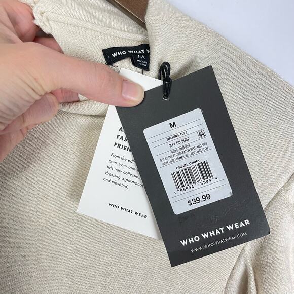 Who What Wear | NWT Birch Cream Mock Neck Puff Long Sleeve Midi Sweater Dress - Picture 8 of 9